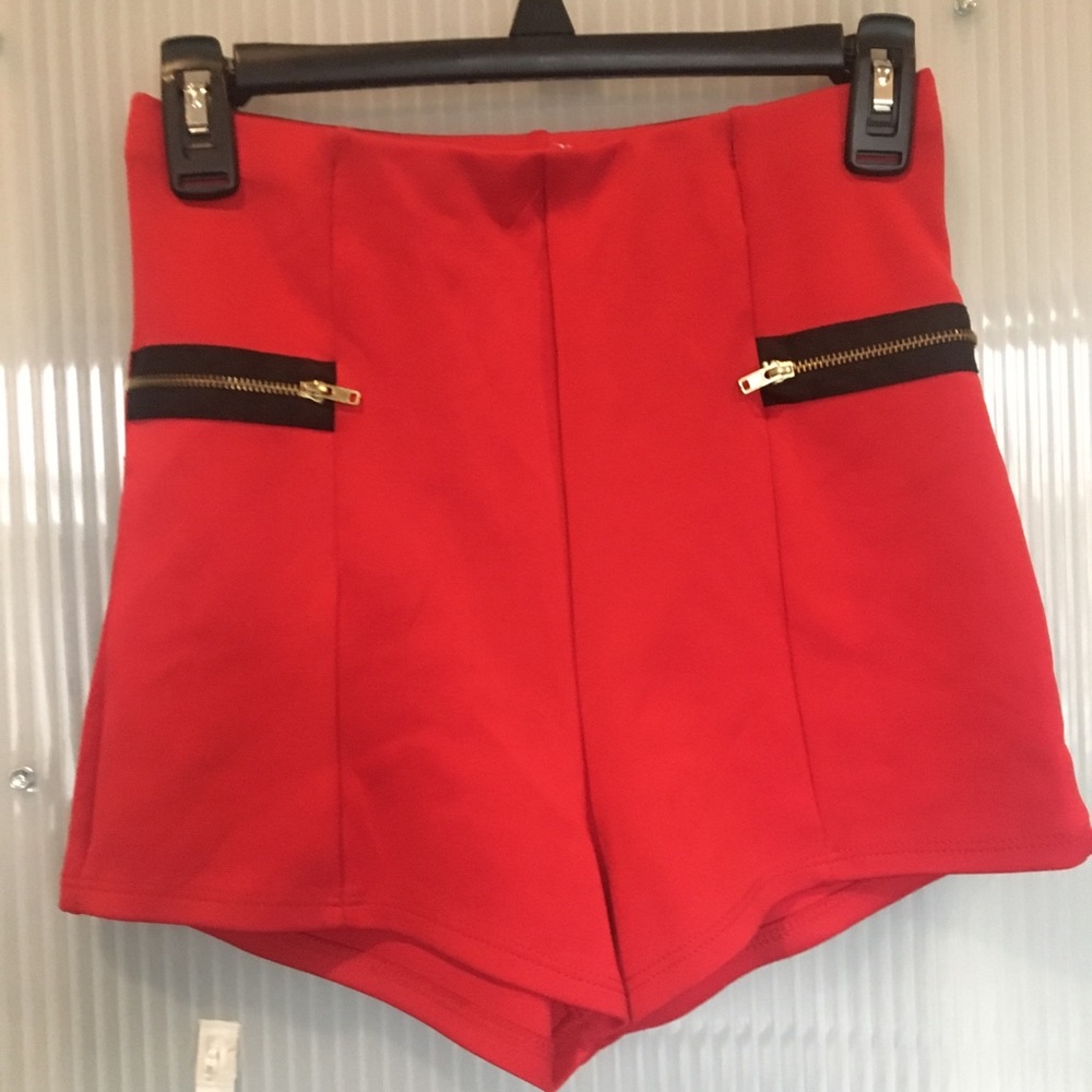 Red High Waisted Shorts